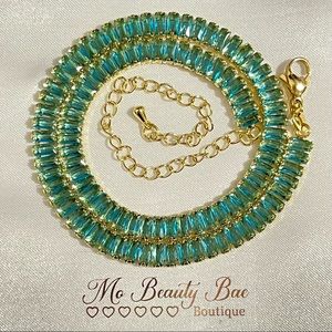 Light Blue Crystal Baguette Necklace